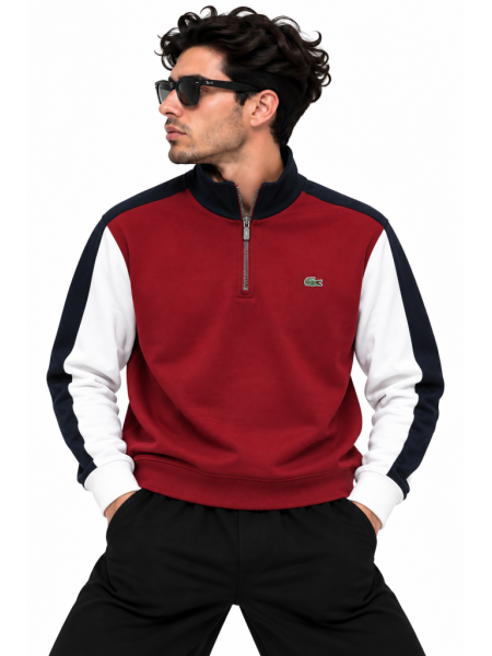 LACOSTE RENK BLOKLU FERMUAR DETAYLI SWEATSHIRT