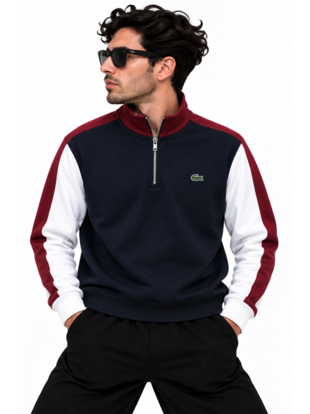 LACOSTE RENK BLOKLU FERMUAR DETAYLI SWEATSHIRT