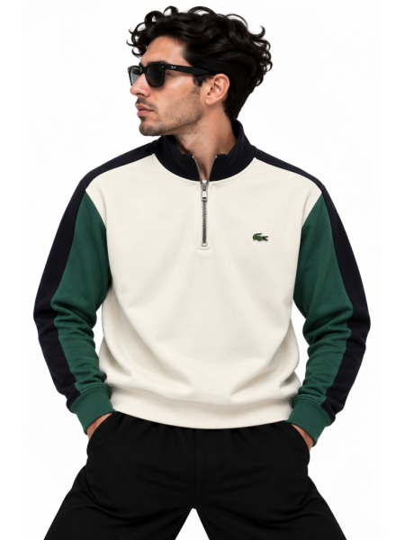 LACOSTE RENK BLOKLU FERMUAR DETAYLI SWEATSHIRT