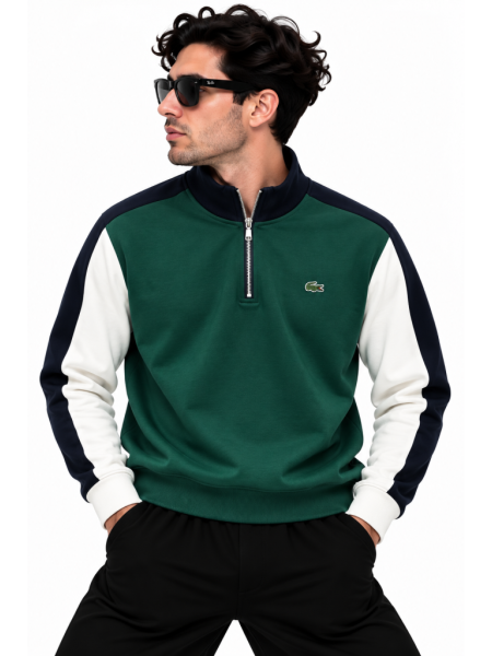 LACOSTE RENK BLOKLU FERMUAR DETAYLI SWEATSHIRT