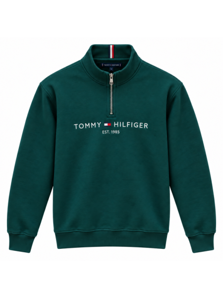 TOMMY HILFIGER NAKIŞ İŞLEMELI FERMUAR DETAYLI DIK YAKA SWEATSHIRT