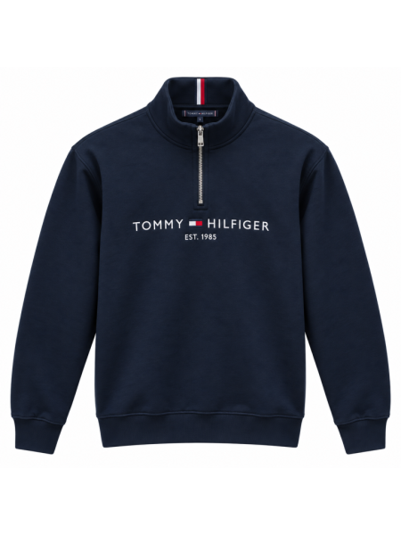 TOMMY HILFIGER NAKIŞ İŞLEMELI FERMUAR DETAYLI DIK YAKA SWEATSHIRT
