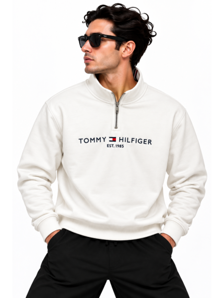 TOMMY HILFIGER NAKIŞ İŞLEMELI FERMUAR DETAYLI DIK YAKA SWEATSHIRT