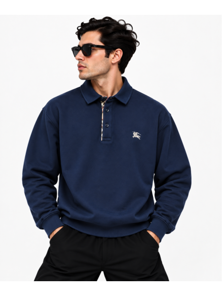 BURBERRY EKOSE DETAYLI POLO YAKA SWEATSHIRT