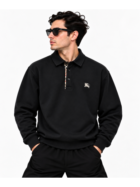 BURBERRY EKOSE DETAYLI POLO YAKA SWEATSHIRT