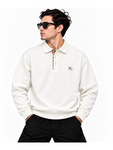BURBERRY EKOSE DETAYLI POLO YAKA SWEATSHIRT