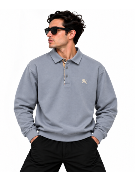 BURBERRY EKOSE DETAYLI POLO YAKA SWEATSHIRT