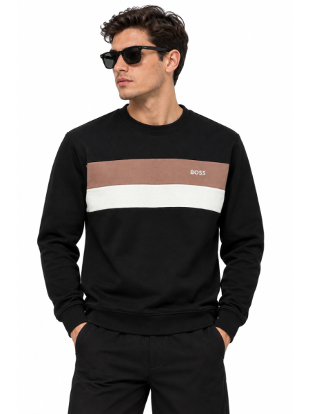 BOSS RENK BLOKLU SIFIR YAKA SWEATSHIRT 2