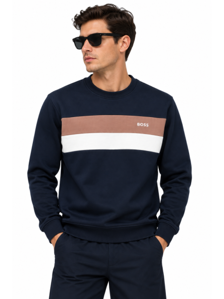BOSS RENK BLOKLU SIFIR YAKA SWEATSHIRT 2
