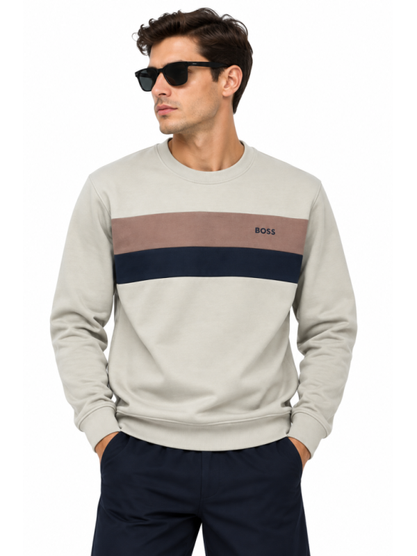 BOSS RENK BLOKLU SIFIR YAKA SWEATSHIRT 2
