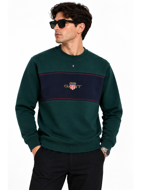 GANT RENK BLOKLU SIFIR YAKA SWEATSHIRT