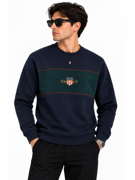 GANT RENK BLOKLU SIFIR YAKA SWEATSHIRT