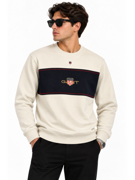 GANT RENK BLOKLU SIFIR YAKA SWEATSHIRT