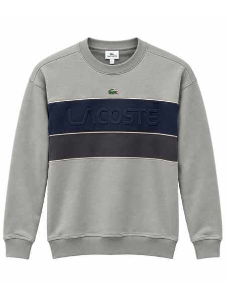 LACOSTE KABARTMA LOGO DETAYLI SIFIR YAKA SWEATSHIRT