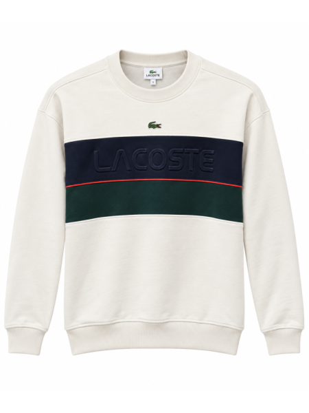 LACOSTE KABARTMA LOGO DETAYLI SIFIR YAKA SWEATSHIRT