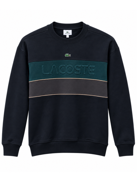 LACOSTE KABARTMA LOGO DETAYLI SIFIR YAKA SWEATSHIRT