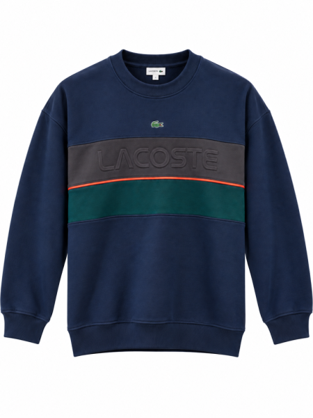 LACOSTE KABARTMA LOGO DETAYLI SIFIR YAKA SWEATSHIRT