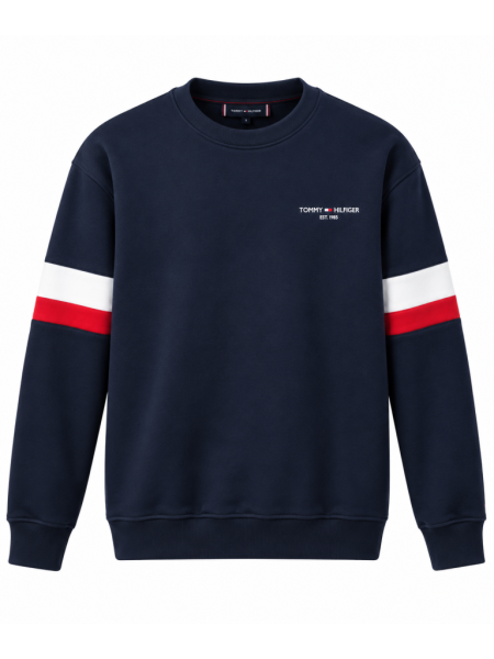 TOMMY HILFIGER ŞERIT KOL DETAYLI SIFIR YAKA SWEATSHIRT