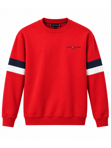 TOMMY HILFIGER ŞERIT KOL DETAYLI SIFIR YAKA SWEATSHIRT