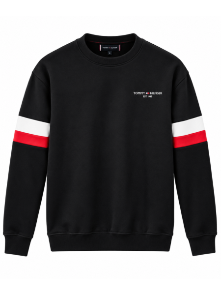 TOMMY HILFIGER ŞERIT KOL DETAYLI SIFIR YAKA SWEATSHIRT