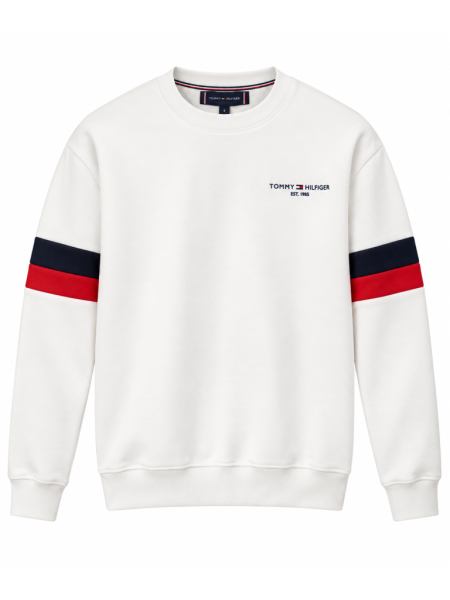 TOMMY HILFIGER ŞERIT KOL DETAYLI SIFIR YAKA SWEATSHIRT