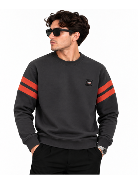 ZEGNA ŞERIT DETAYLI SIFIR YAKA SWEATSHIRT