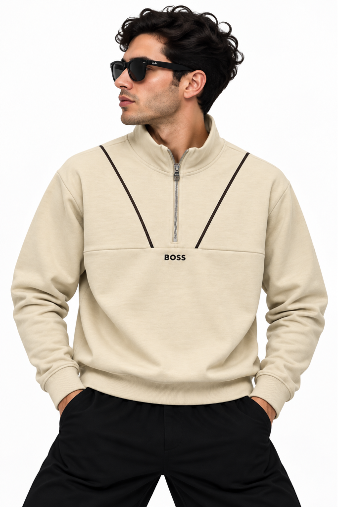 BOSS FERMUAR DETAYLI DIK YAKA SWEATSHIRT