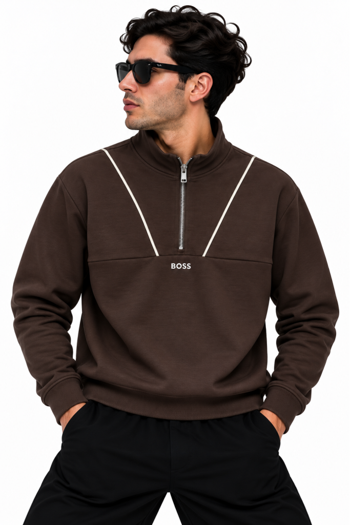 BOSS FERMUAR DETAYLI DIK YAKA SWEATSHIRT