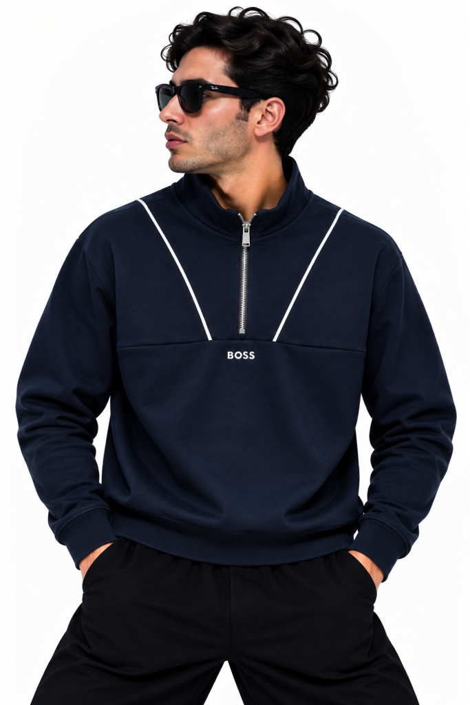 BOSS FERMUAR DETAYLI DIK YAKA SWEATSHIRT