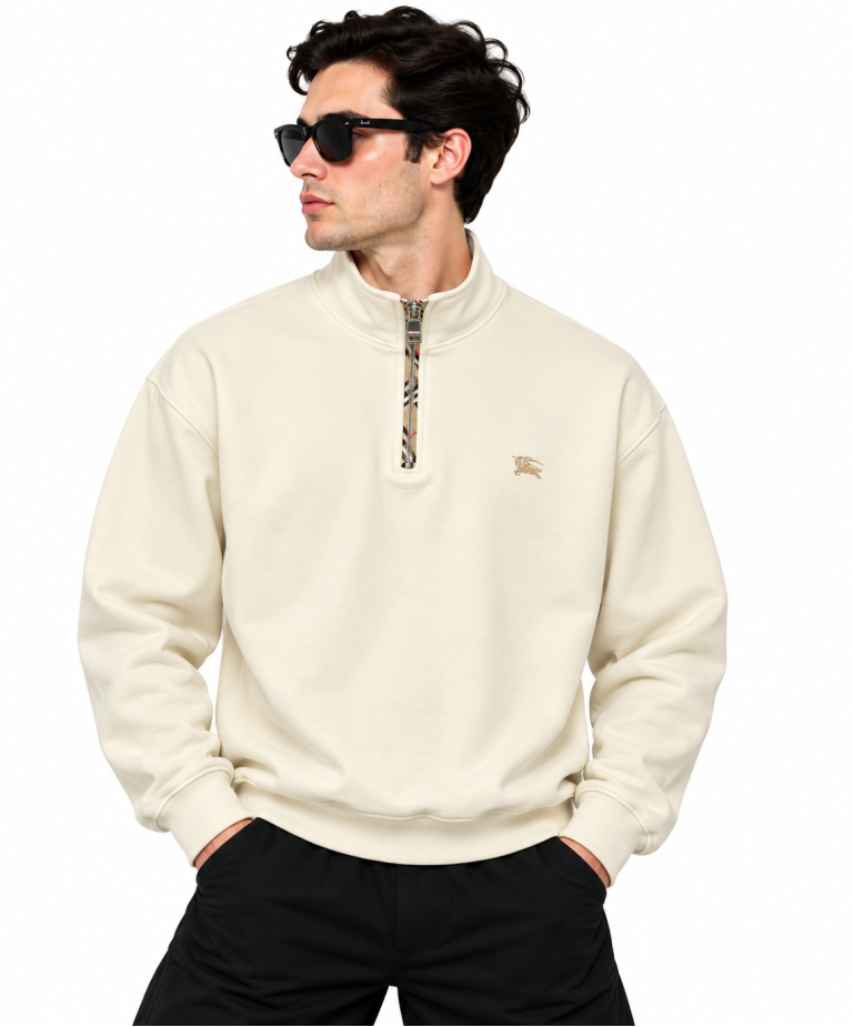 BURBERRY EKOSE FERMUAR DETAYLI DIK YAKA SWEATSHIRT