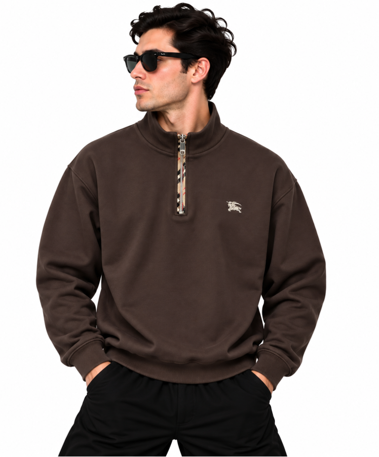 BURBERRY EKOSE FERMUAR DETAYLI DIK YAKA SWEATSHIRT