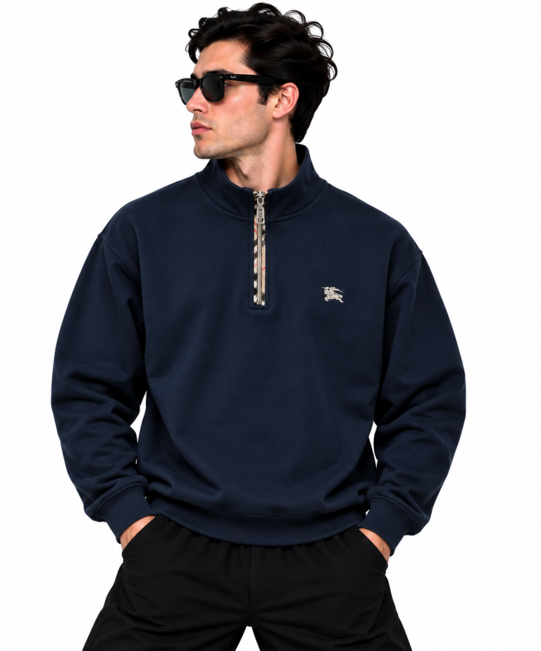 BURBERRY EKOSE FERMUAR DETAYLI DIK YAKA SWEATSHIRT