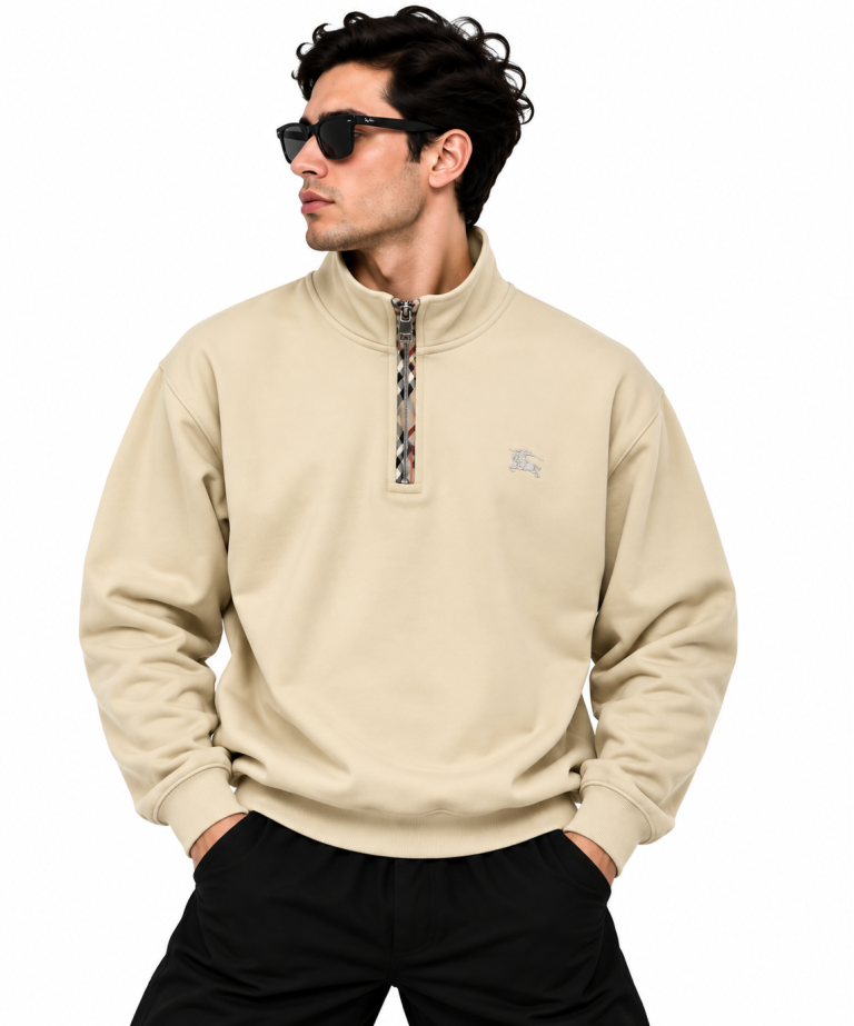 BURBERRY EKOSE FERMUAR DETAYLI DIK YAKA SWEATSHIRT