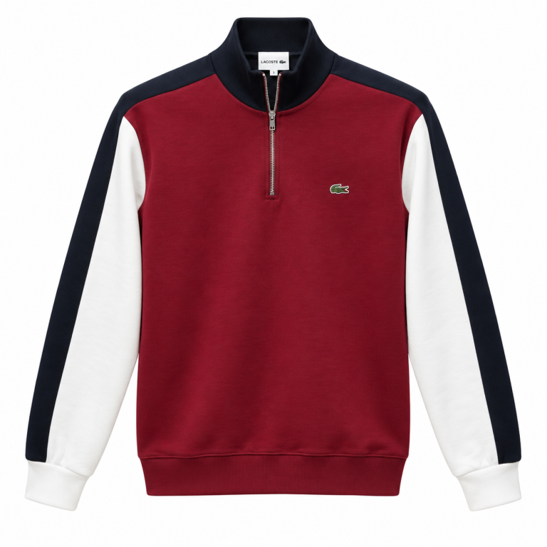 LACOSTE RENK BLOKLU FERMUAR DETAYLI SWEATSHIRT