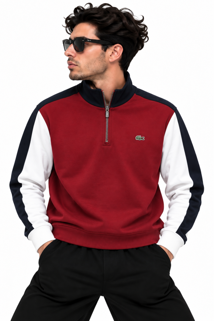 LACOSTE RENK BLOKLU FERMUAR DETAYLI SWEATSHIRT