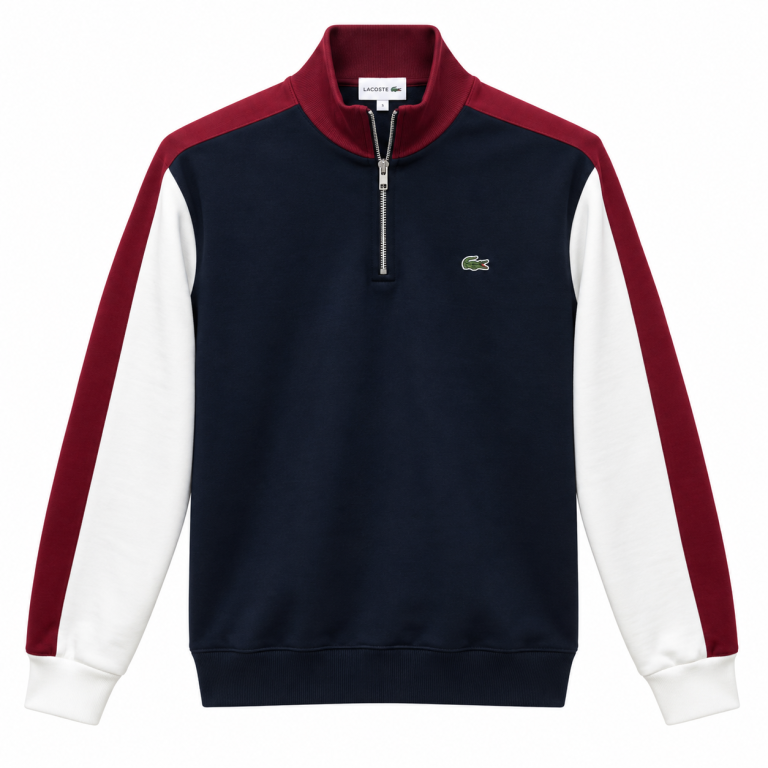 LACOSTE RENK BLOKLU FERMUAR DETAYLI SWEATSHIRT