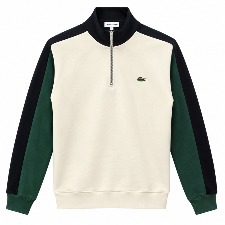 LACOSTE RENK BLOKLU FERMUAR DETAYLI SWEATSHIRT
