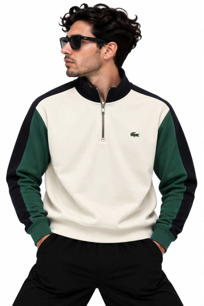 LACOSTE RENK BLOKLU FERMUAR DETAYLI SWEATSHIRT