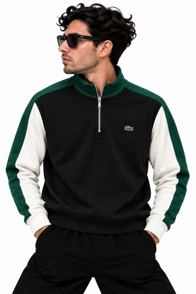 LACOSTE RENK BLOKLU FERMUAR DETAYLI SWEATSHIRT