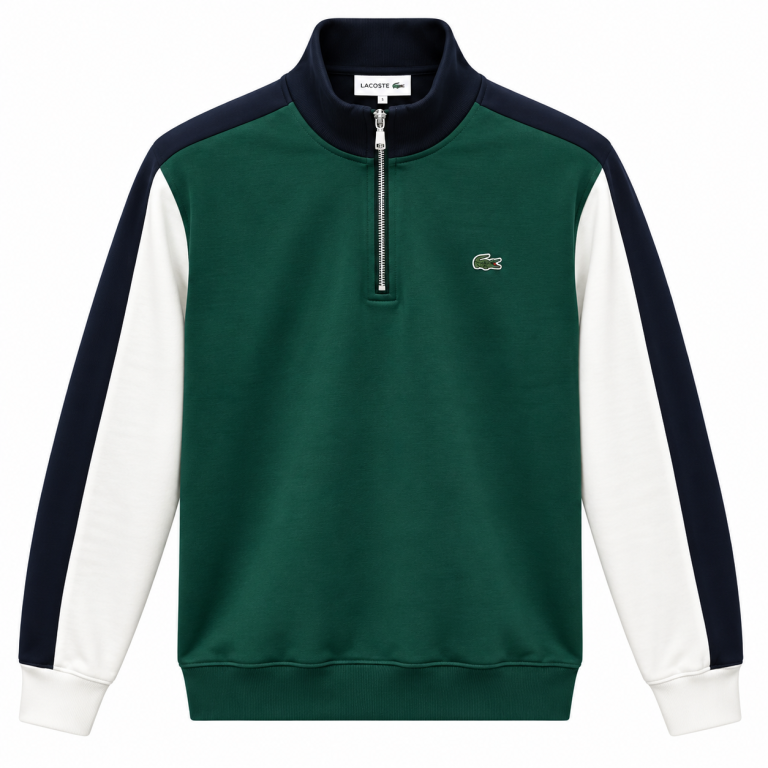 LACOSTE RENK BLOKLU FERMUAR DETAYLI SWEATSHIRT