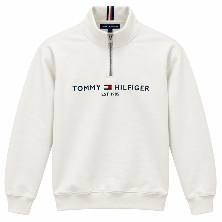 TOMMY HILFIGER NAKIŞ İŞLEMELI FERMUAR DETAYLI DIK YAKA SWEATSHIRT
