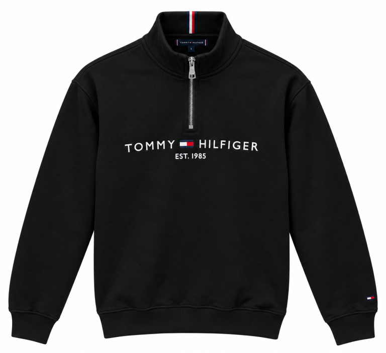 TOMMY HILFIGER NAKIŞ İŞLEMELI FERMUAR DETAYLI DIK YAKA SWEATSHIRT