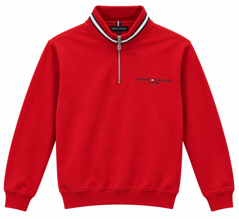 TOMMY HILFIGER NAKIŞ İŞLEMELI FERMUAR DETAYLI DIK YAKA SWEATSHIRT