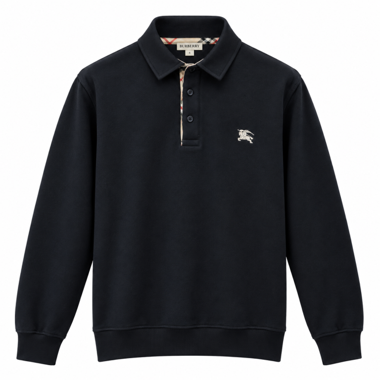 BURBERRY EKOSE DETAYLI POLO YAKA SWEATSHIRT