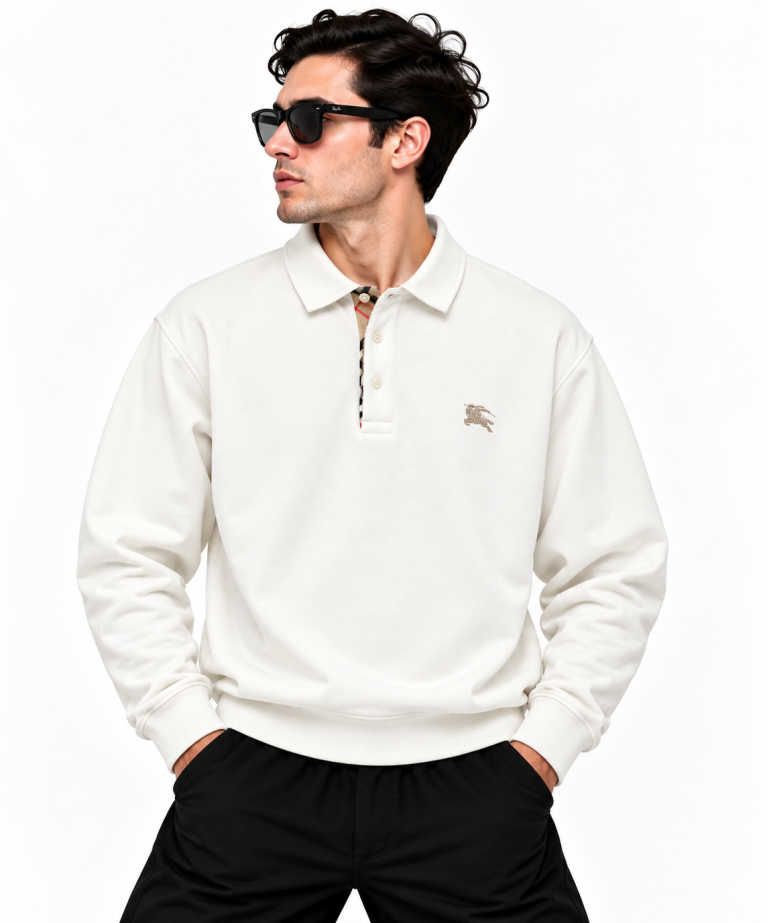 BURBERRY EKOSE DETAYLI POLO YAKA SWEATSHIRT