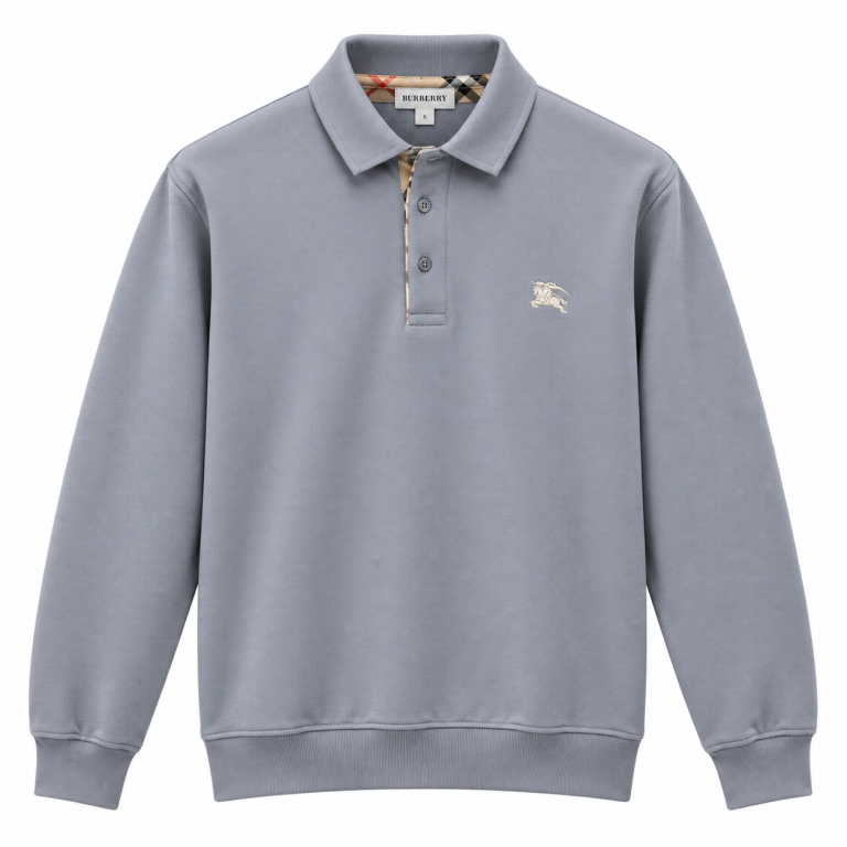 BURBERRY EKOSE DETAYLI POLO YAKA SWEATSHIRT