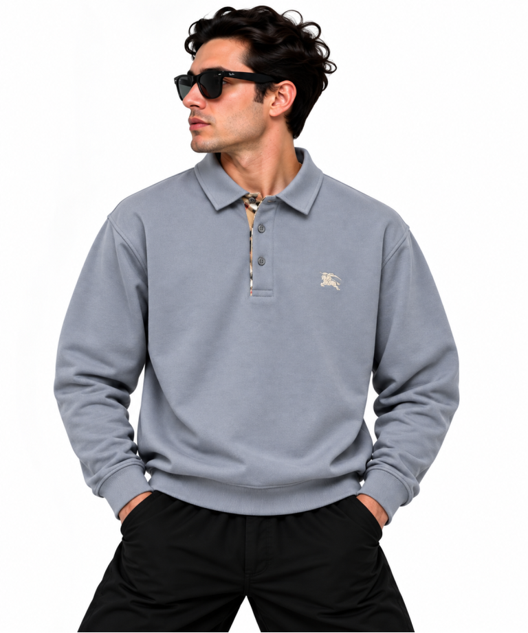 BURBERRY EKOSE DETAYLI POLO YAKA SWEATSHIRT