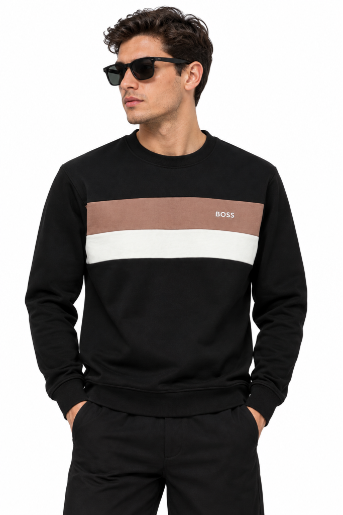 BOSS RENK BLOKLU SIFIR YAKA SWEATSHIRT 2