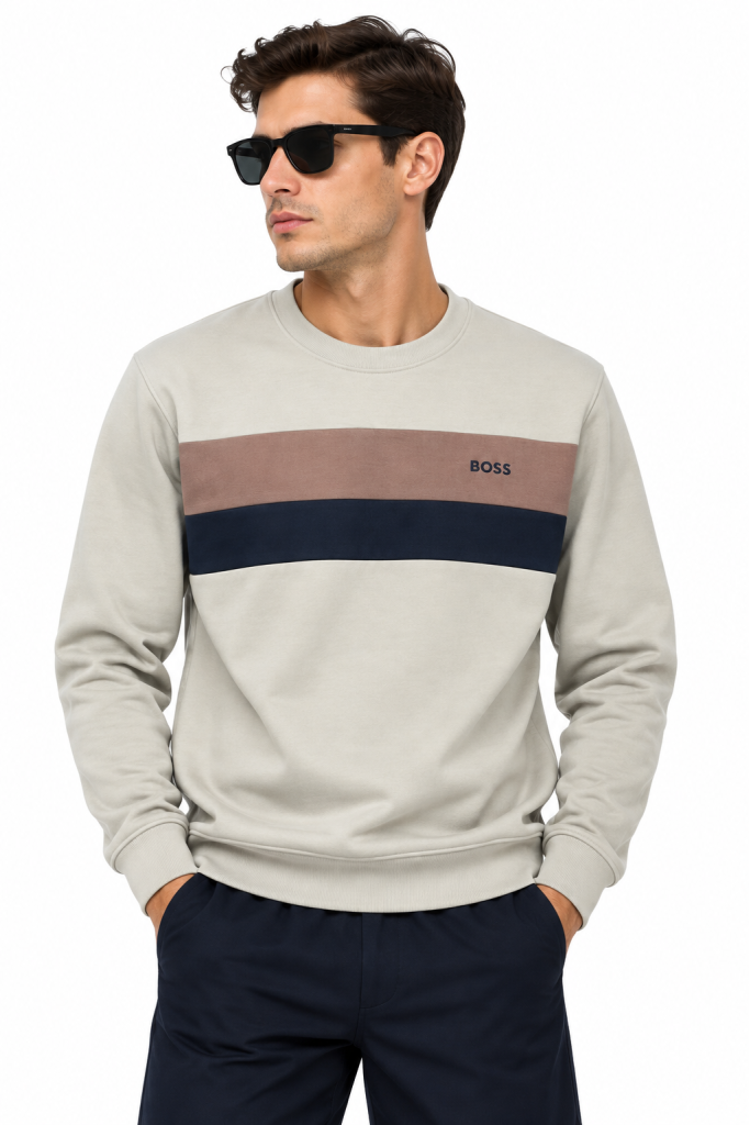 BOSS RENK BLOKLU SIFIR YAKA SWEATSHIRT 2