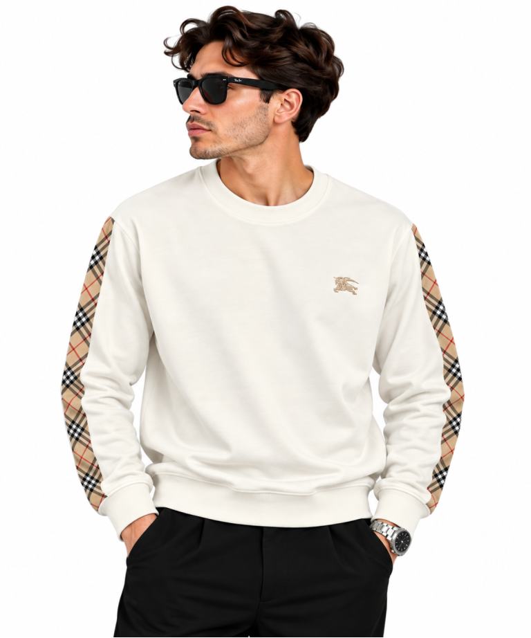 BURBERRY EKOSE KOL DETAYLI SIFIR YAKA SWEATSHIRT